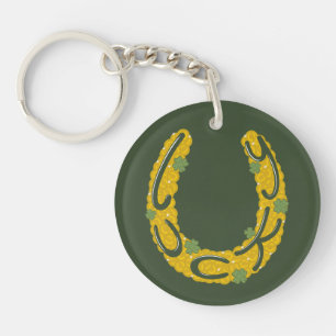 Lucky Horseshoe Covered in Gold Coins and Clovers Keychain