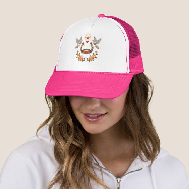 Lucky Horseshoe Doves Hat! 🍀❤️ Trucker Hat (In Situ)