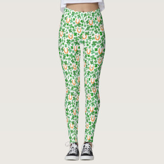 Lucky Horseshoe Four Leaf Clover St Patrick's Day Leggings
