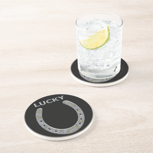Lucky Horseshoe in Silver Coaster (Side)