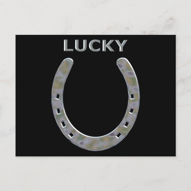 Lucky Horseshoe in Silver Postcard (Front)
