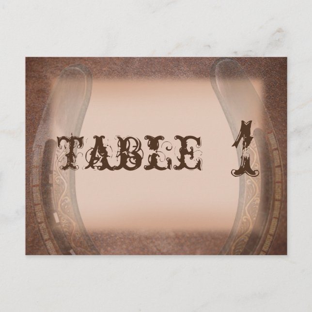 Lucky Horseshoe on Brown Leather Table Number Postcard (Front)
