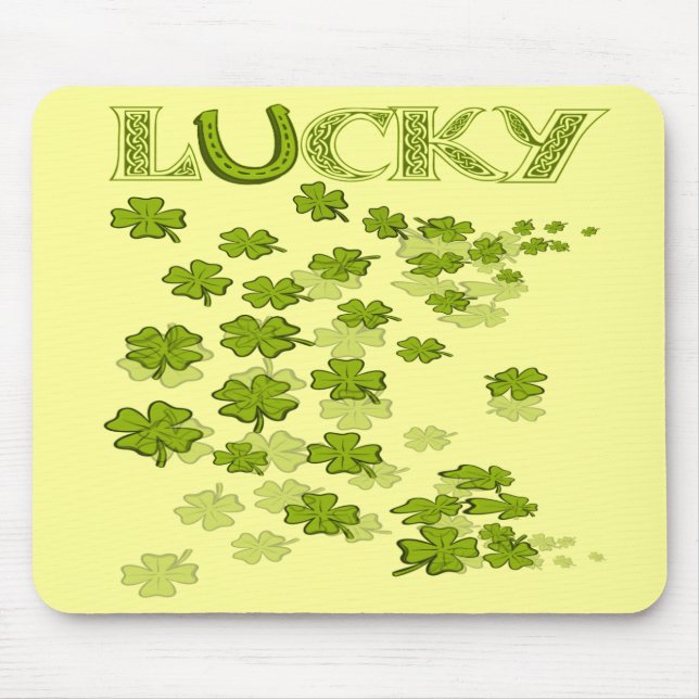 Lucky HorseShoe Shamrocks Mouse Pad (Front)