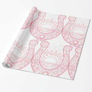 Lucky Horseshoe Sunset Ocean Wrapping Paper
