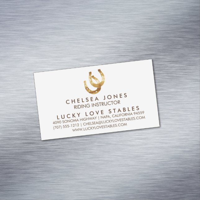 Lucky Horseshoes Equestrian Magnetic Business Card (In Situ)