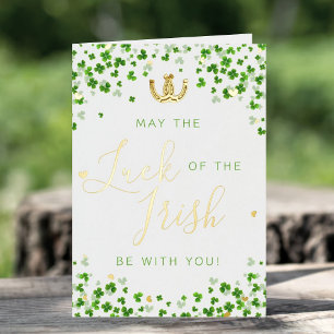 Lucky Horseshoes & Irish Clover St. Patrick's Day Foil Greeting Card