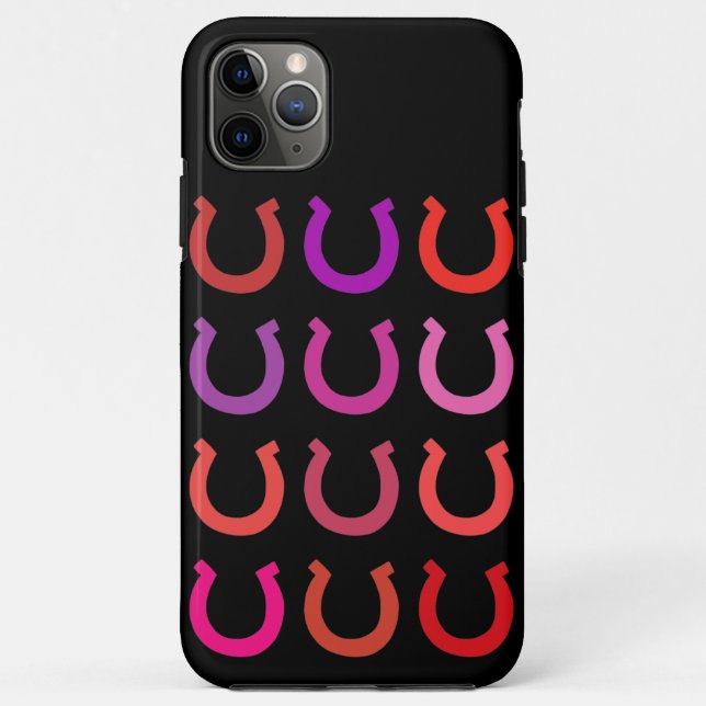 Lucky horseshoes pink purple grid pattern Case-Mate iPhone case (Back)