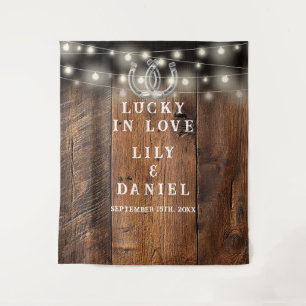 Lucky Horseshoes Western Wedding Photo Backdrop Tapestry