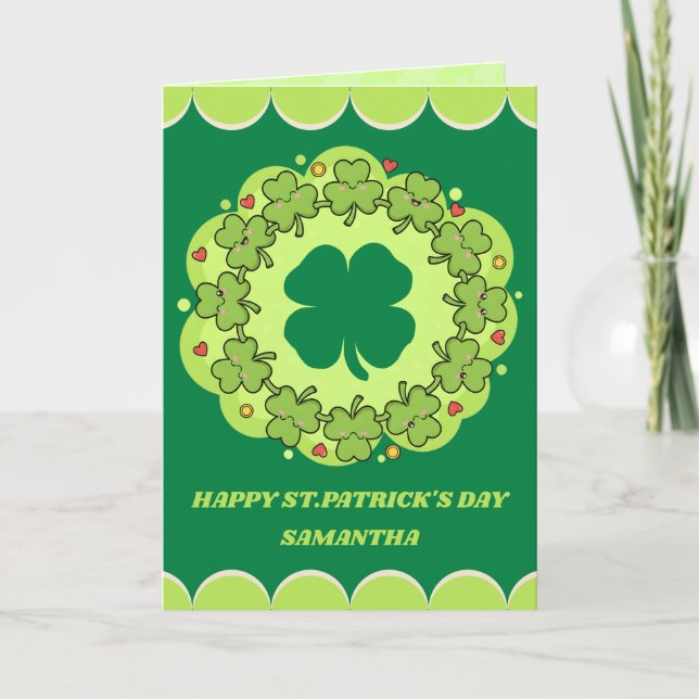 Lucky Hugs St. Patrick’s Day Greeting Card (Front)