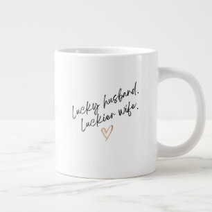'Lucky husband. Luckier wife.' Fun Anniversary Large Coffee Mug
