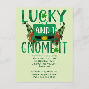 Lucky I Gnome It St Patricks Party Invite Postcard