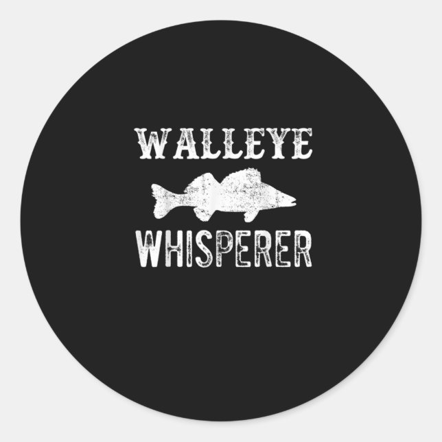 Lucky Ice Fishing Walleye Whisperer Fisherman Classic Round Sticker (Front)