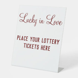 lucky in lov wedding bridal shower reception party pedestal sign