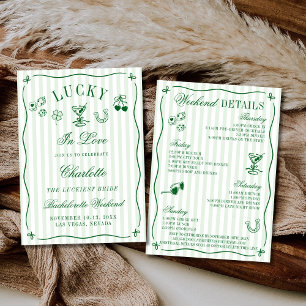 Lucky In Love 4 Day Itinerary Bachelorette Party Invitation