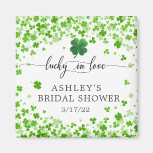 Lucky in Love 4 Leaf Clover Bridal Shower Favour  Magnet