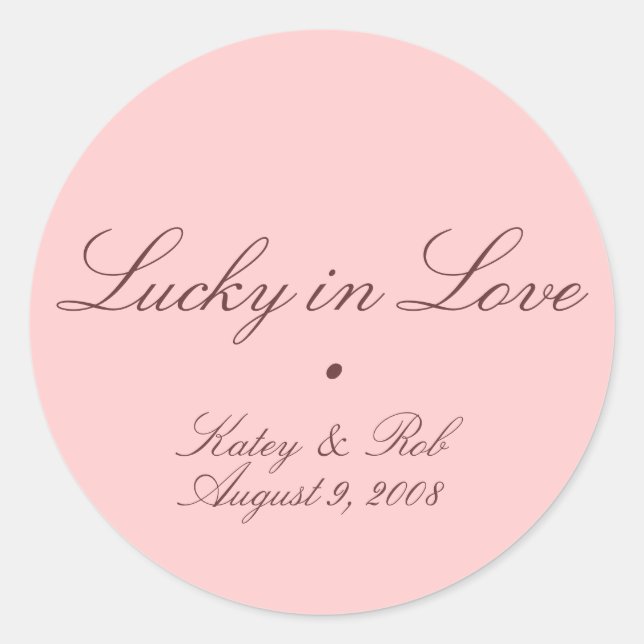 Lucky in Love and Pretty in Pink Classic Round Sticker (Front)