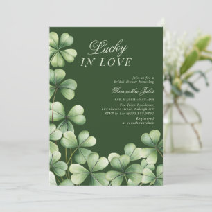 Lucky in Love Bridal Shower Green Shamrock  Invitation