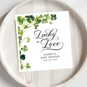Lucky in Love Bridal Shower Green Shamrock Napkin