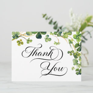 Lucky in Love Bridal Shower Green Shamrock  Thank You Card