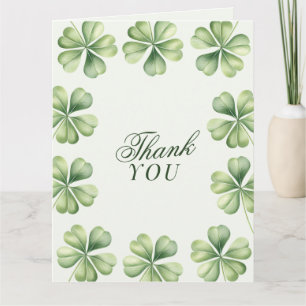 Lucky in Love Bridal Shower Green Shamrock  Thank You Card