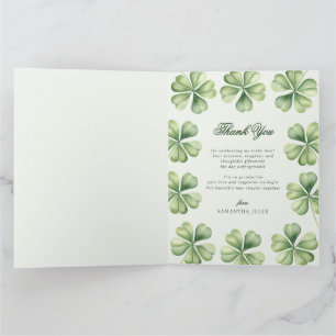 Lucky in Love Bridal Shower Green Shamrock  Thank You Card