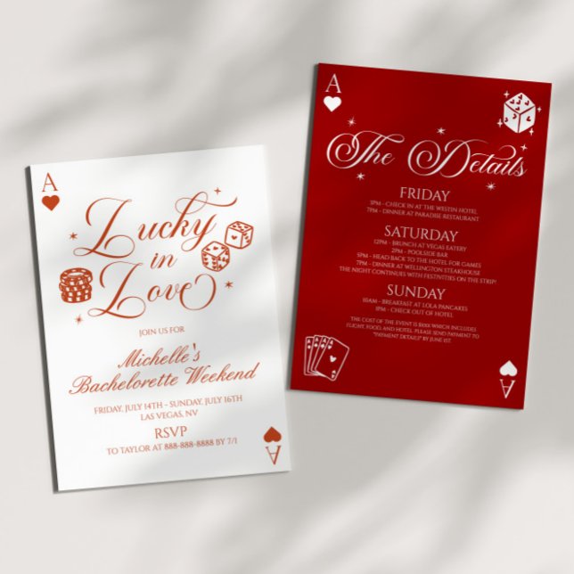 Lucky In Love Casino Bachelorette Weekend Party Invitation (Creator Uploaded)