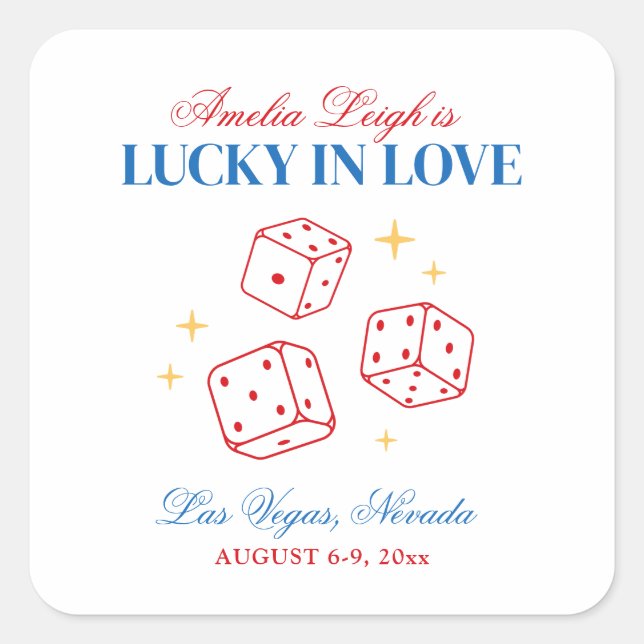 Lucky In Love Casino Bachelorette Weekend Square Sticker (Front)
