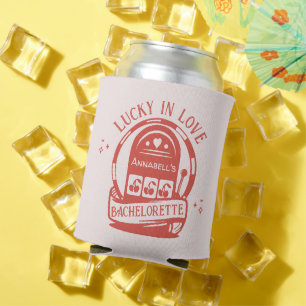 Lucky in Love Casino Hand Drawn Vegas Bachelorette Can Cooler