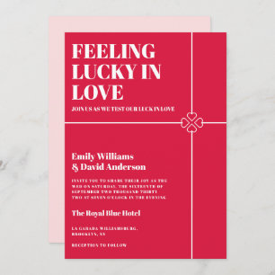 Lucky in Love Crimson Red Wedding Invitation