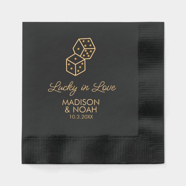 Lucky in Love Custom Wedding Foil serviettes empil (Recto)