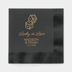 Lucky in Love Custom Wedding Foil Stamped Napkins