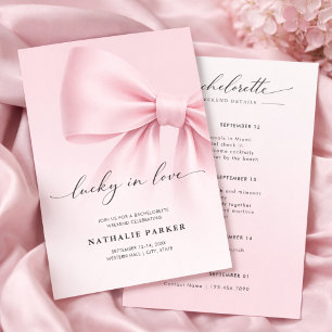 Lucky in Love Elegant Script Bachelorette Weekend  Invitation