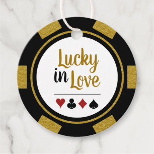 Lucky In Love Gold Black Poker Chip Wedding Favour Tags