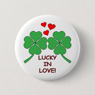 Lucky In Love Hearts Clover 2 Inch Round Button