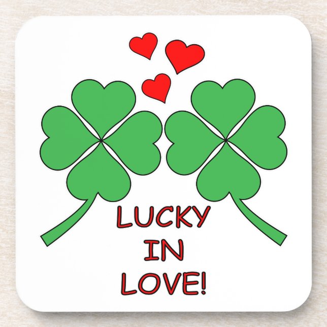 Lucky In Love Hearts Clover Coaster (Front)