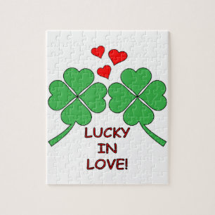 Lucky In Love Hearts Clover Jigsaw Puzzle