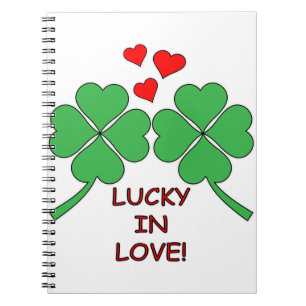 Lucky In Love Hearts Clover Notebook