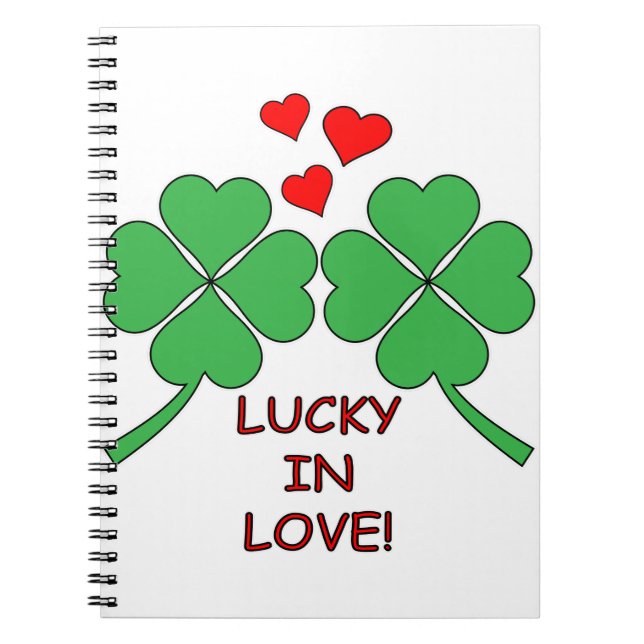 Lucky In Love Hearts Clover Notebook (Front)