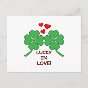 Lucky In Love Hearts Clover Postcard