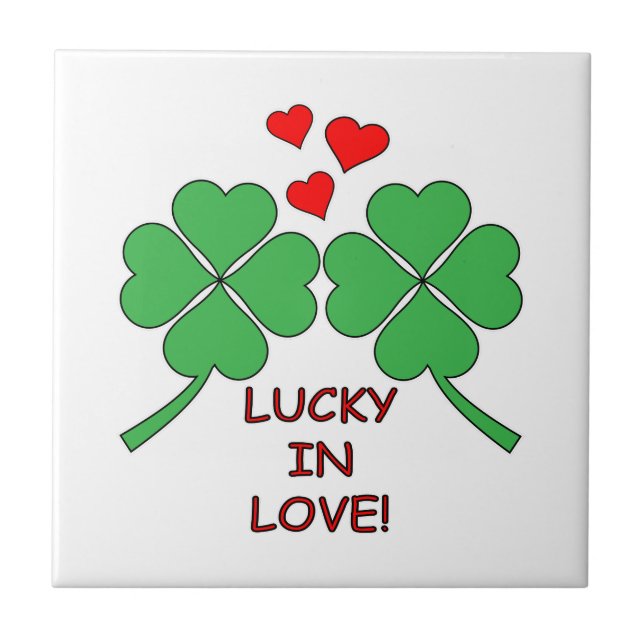 Lucky In Love Hearts Clover Tile (Front)
