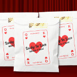 Lucky In Love Hearts Playing Card Couples Shower Favour Bag<br><div class="desc">Add a touch of elegance to your Las Vegas-themed couples bridal shower with our custom 'Lucky In Love' favour bags! Designed with the charm of playing cards and adorned with heart King and Queen symbols in vibrant red, white, and black, these bags are the perfect accent to your celebration. Personalize...</div>