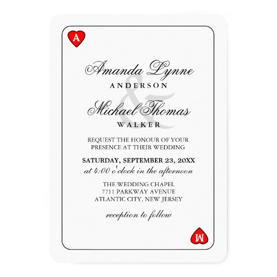 Lucky in Love - Hearts Playing Card Wed Invitation
