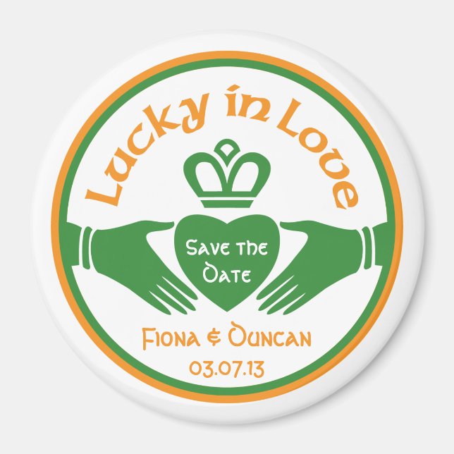 Lucky in Love Irish Wedding Save the Date Magnet (Devant)