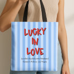 Lucky in Love Las Vegas Bachelorette Tote Bag<br><div class="desc">A Lucky in Love theme tote is a must-have for your Las Vegas celebration. Shout it in a bold font and personalize it with a name, location, or date. Ideal for gifting, and group photos. || Click on "personalize this design" to add your details. Explore the collection link to discover...</div>