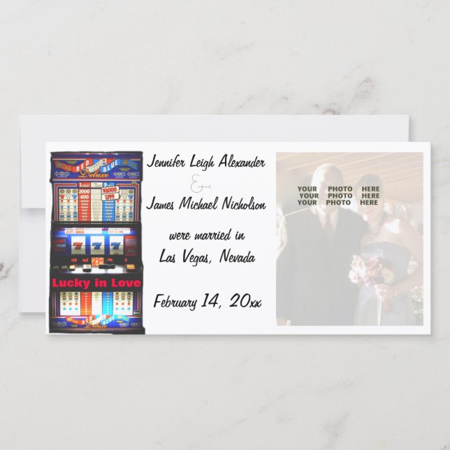 Lucky in Love Las Vegas Mariage Faire-part (Devant)