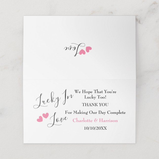 Lucky In Love Lottery Ticket Holder Place Card (Outside Unfolded)