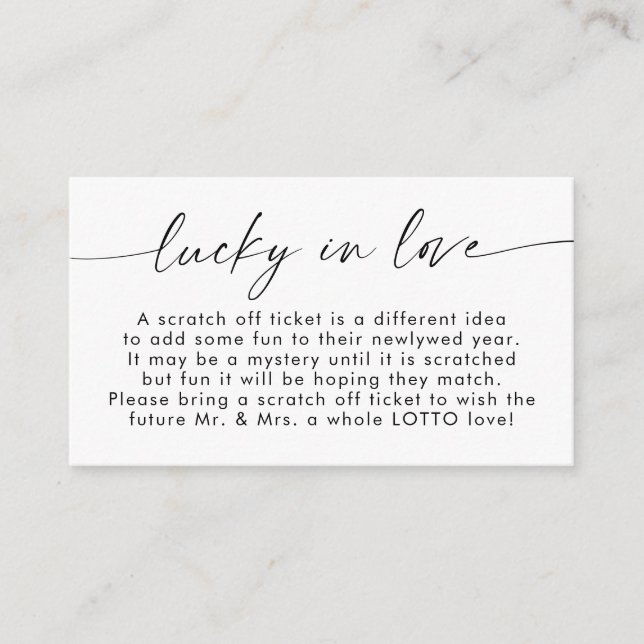 Lucky In Love, Lottery Ticket Insertion Carte (Devant)