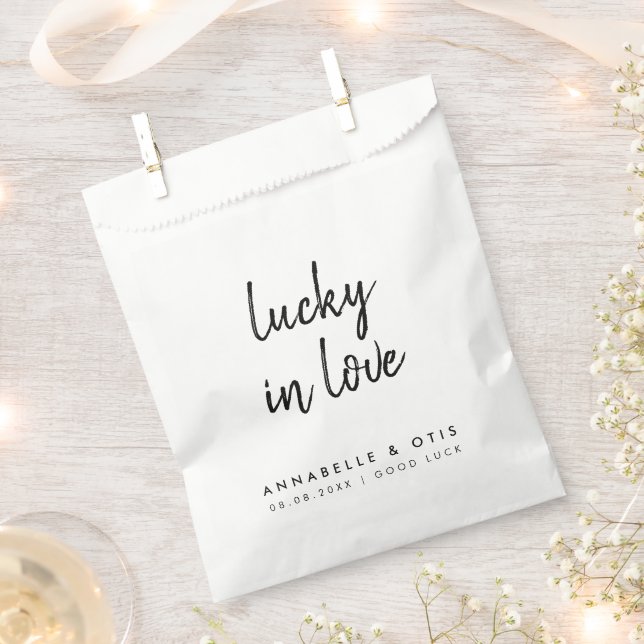 Lucky in Love | Minimalist Wedding Lottery Ticket Favour Bag (Clipped)