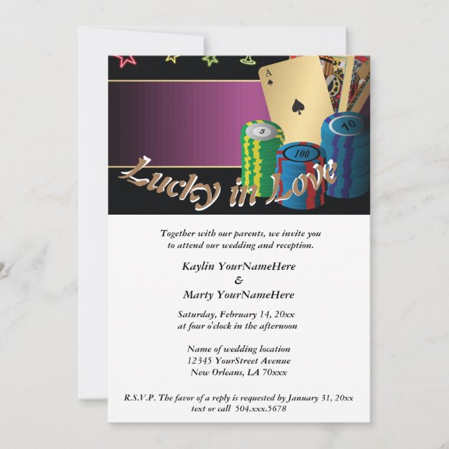 Lucky in Love Modern Wedding Invitation (Front)