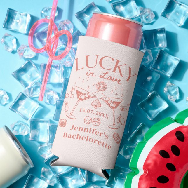 Lucky In Love Peach Bachelorette Weekend Seltzer Can Cooler (In Situ Summer)